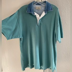 Lands End vintage 90s blue/green polo short sleeve